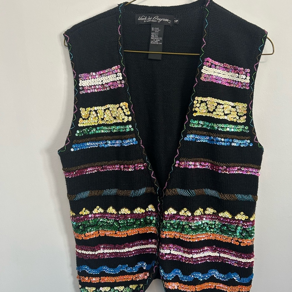 Vintage Colorful Sequin Embellished Vest